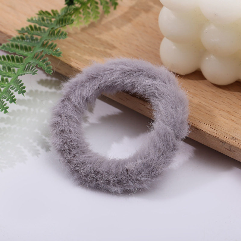 Korean style hair bands, simple autumn and winter plush bun hair ties, fashionable candy-colored sweet hair tie hair accessories wholesale pic 9