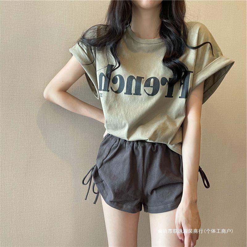 源头直发宽松短袖t恤女2024年新款夏季薄款设计感小众港味chic复详情10