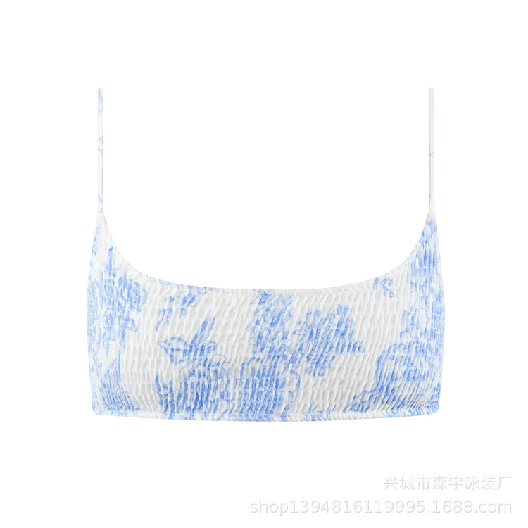 The 11-color INS triangular double-sided swimsuit with strapless and pleated designs from Europe and America has swept the new bikini style pic 35