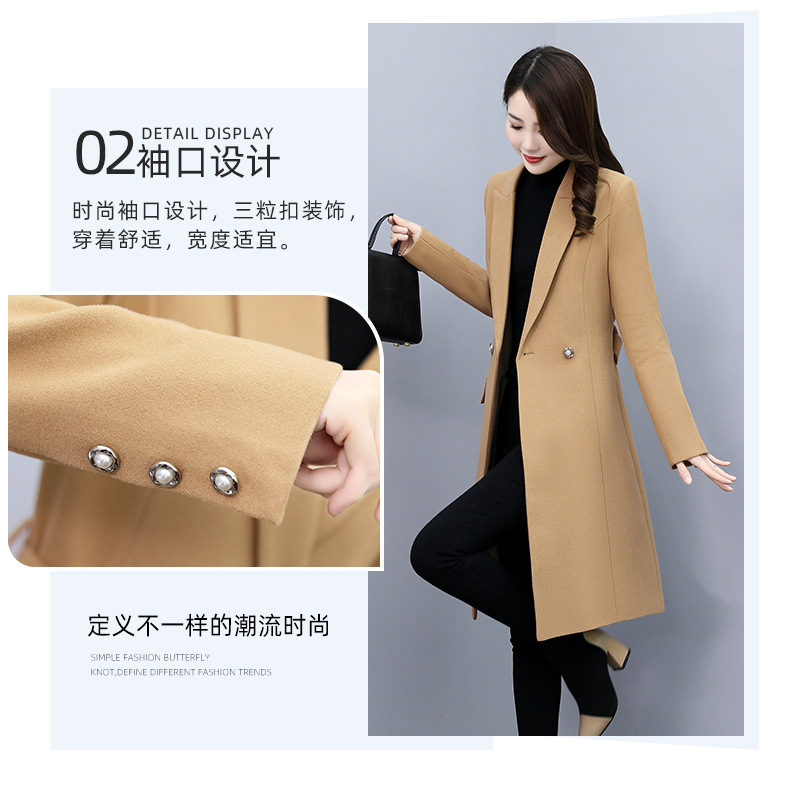 High-end woolen coat for women, mid-length, 2021 autumn/winter new style, fashionable and elegant, a slimming and form-fitting woolen coat for socialite pic 6