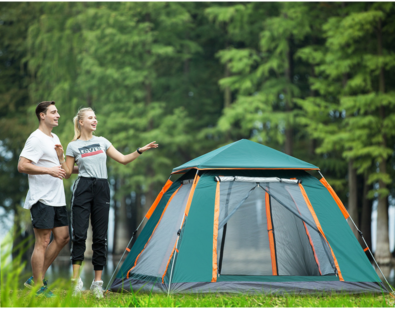Outdoor 3-4 people beach thickened rainproof 2-person camping fully automatic double-person camping quick-opening four-sided tent pic 11