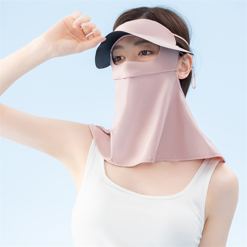 黑胶长款面罩全脸遮阳防晒口罩太阳帽子夏季骑行护颈冰丝面罩批发详情12
