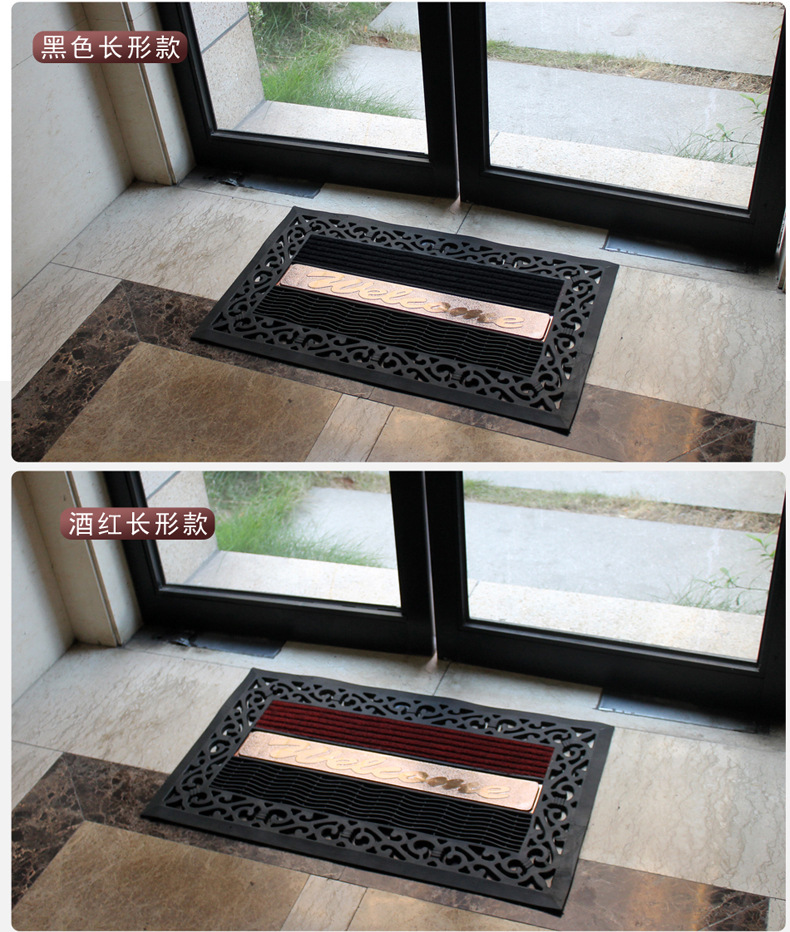 Rubber velvet floor MATS, villa door MATS, hollowed-out anti-slip footpads, entrance MATS for the foyer pic 6