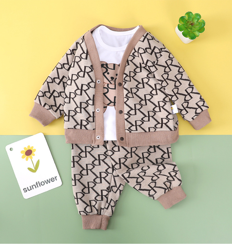 婴儿春秋装衣服男童女宝宝套装棉连体衣新生儿洋气开衫裤子三件套详情10