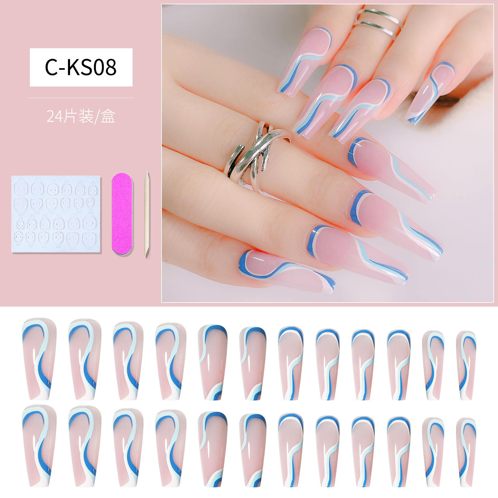 Moda estilo europeo y americano uñas de vestir ojos de gato largo ballet uñas de ataúd uñas falsas uñas de vestir acabado estilo de comercio exterior pegamento de uñas parches de uñas hoja de uñas pic 11