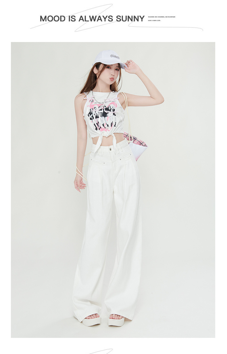 慵懒风褶皱宽松阔腿牛仔裤女2024夏季新款高腰垂感显瘦直筒拖地裤详情29