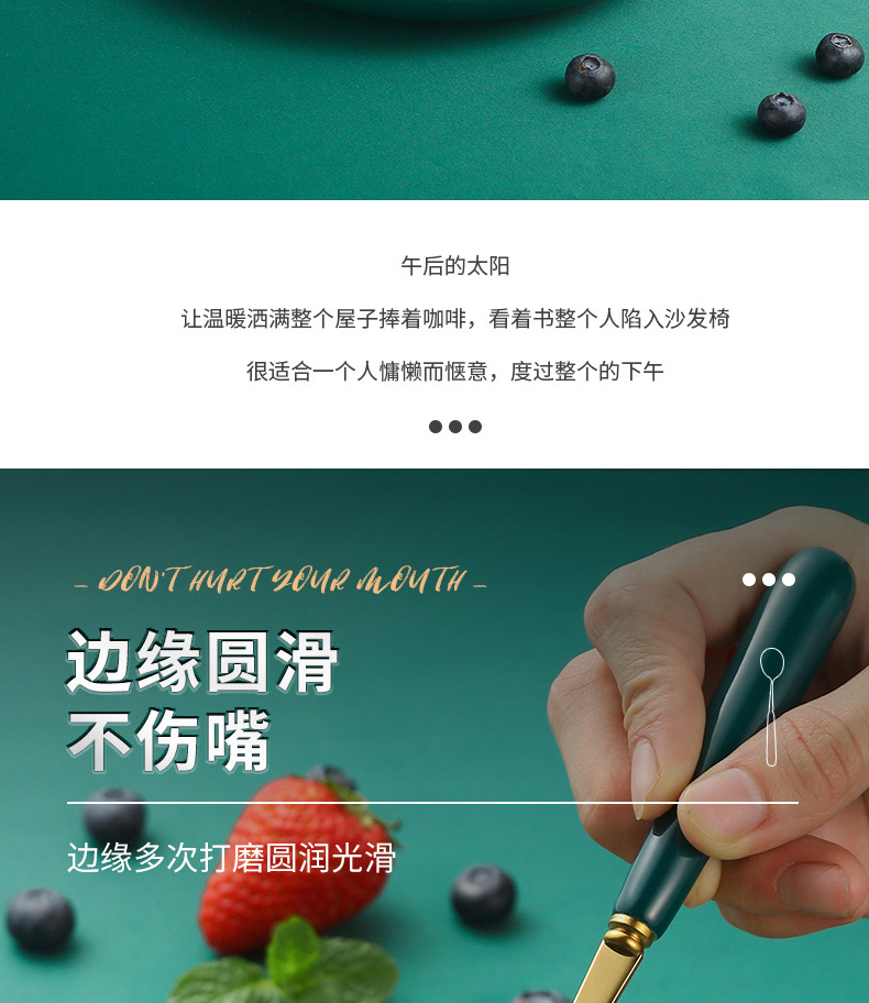 Wholesale of thickened stainless steel spoons with ceramic handles, Korean cute long-handled spoon tableware sets for household soups and meals pic 10