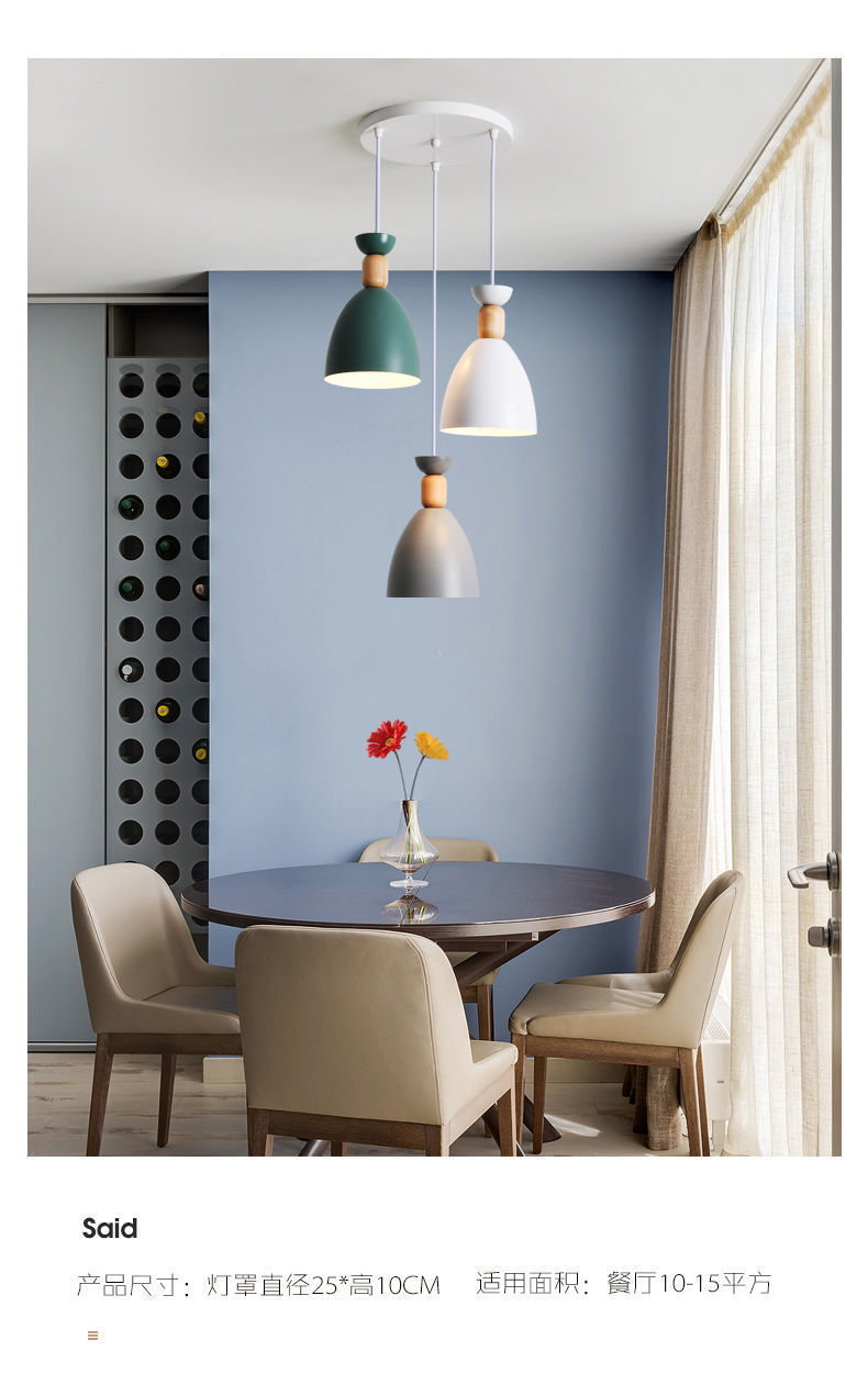 Restaurant chandelier, three-head table lamp, modern bar counter, small, simple and creative Nordic led dining room wholesale lighting fixtures pic 8