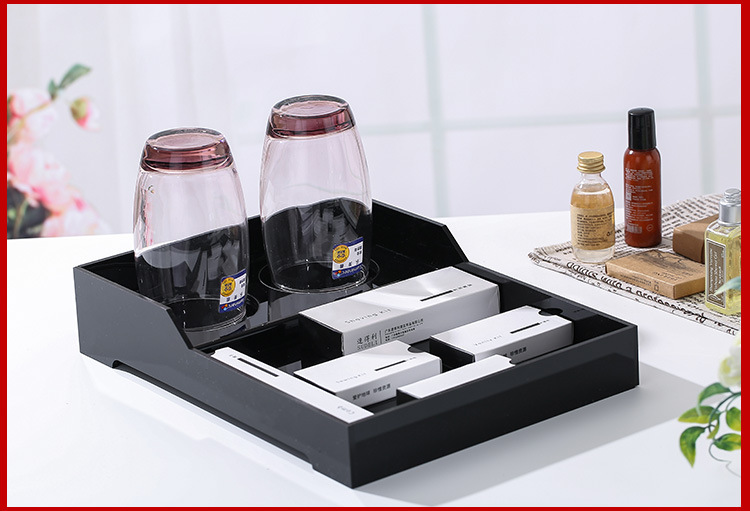 酒店牙具盒亚克力宾馆洗漱用品盒客房耗品纸巾盒托盘遥控盒收纳盒详情27