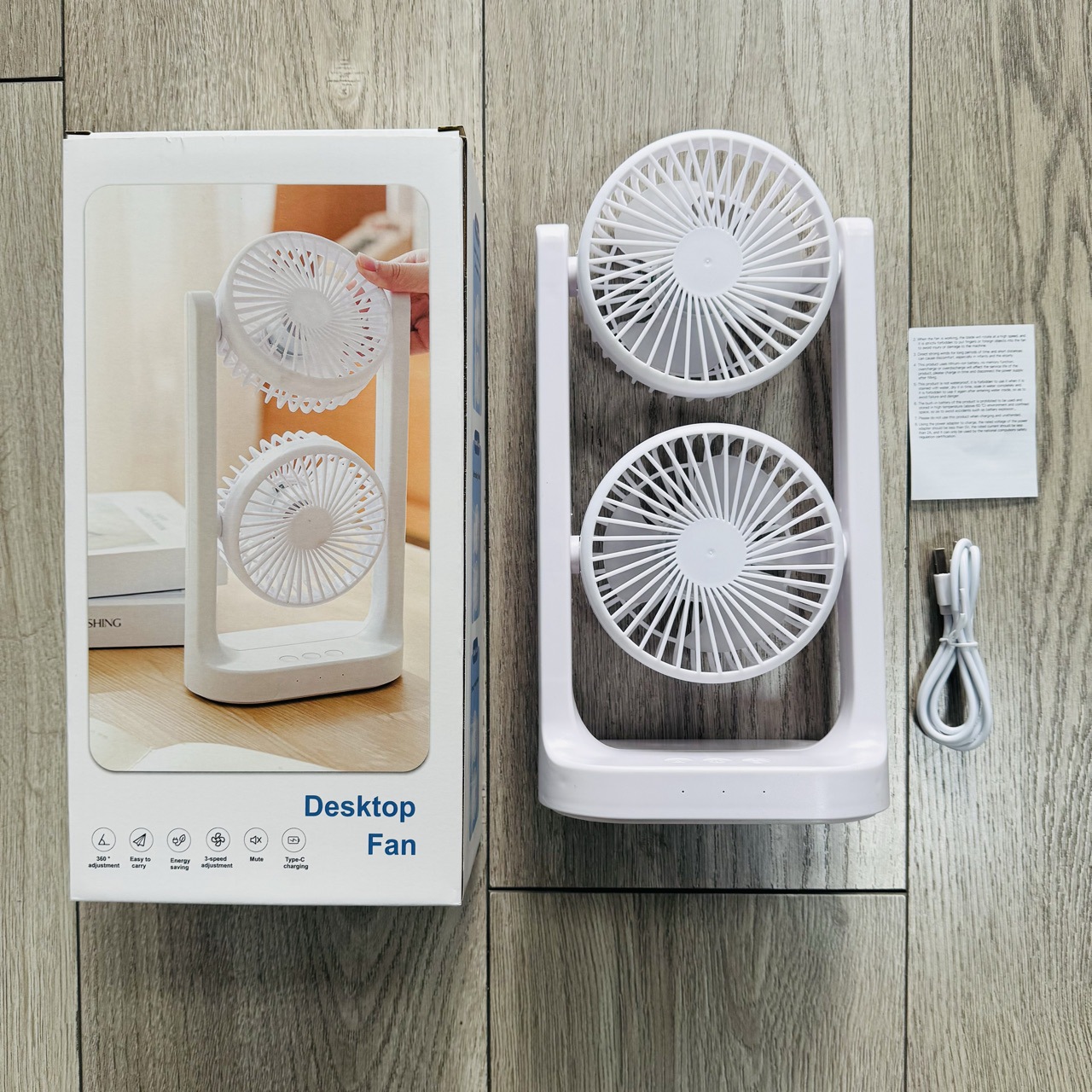 24跨境外贸新款双头电风扇USB桌面户外风扇大风力空气扇双层电扇详情8