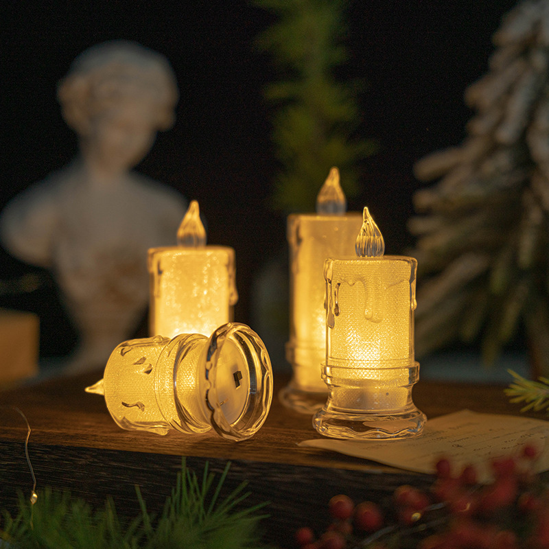 New transparent teardrop-shaped base simulation LED electronic candle, InS-style luminous creative birthday decoration night light pic 7