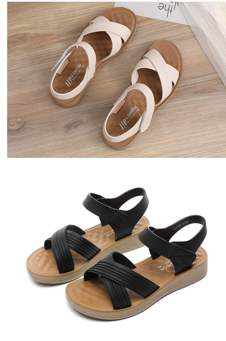 妈妈凉鞋2024新款夏季平底女鞋中年坡跟中跟女士夏天百搭厚底舒适详情16