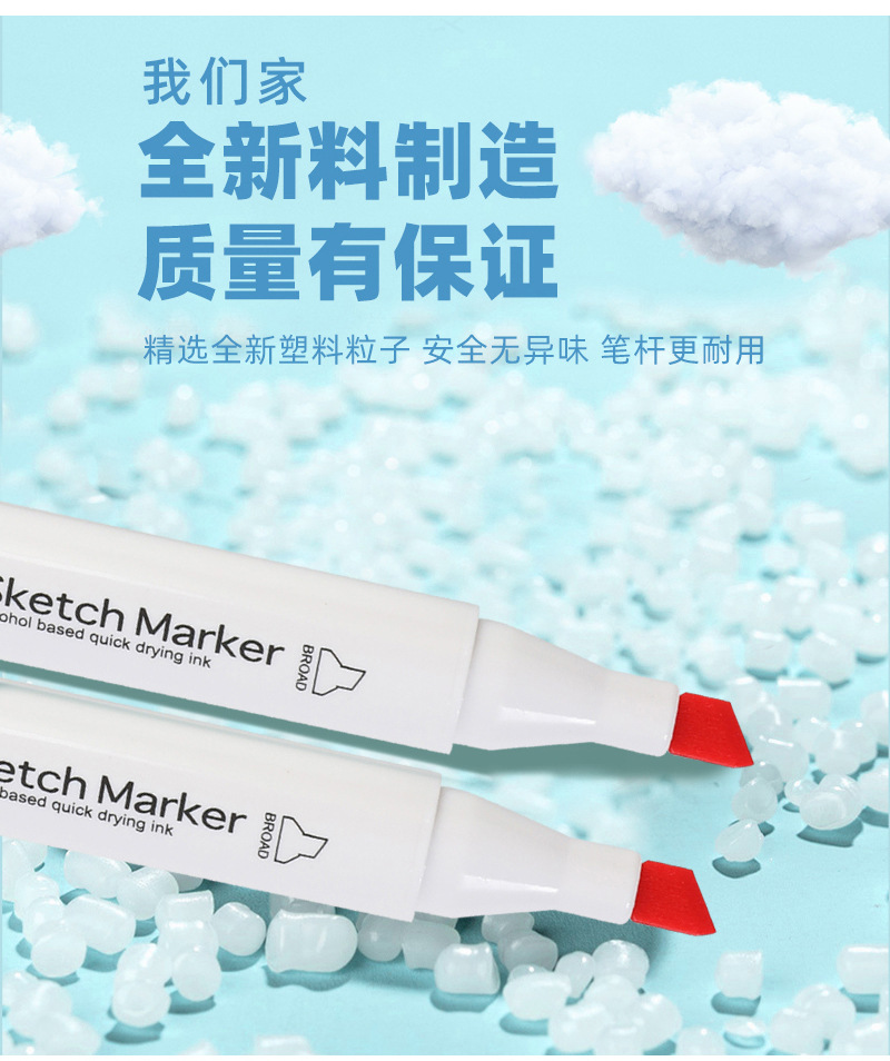 批发双头创意马克笔pp油性马克笔盒子彩色马克笔学生专用套装80色详情18