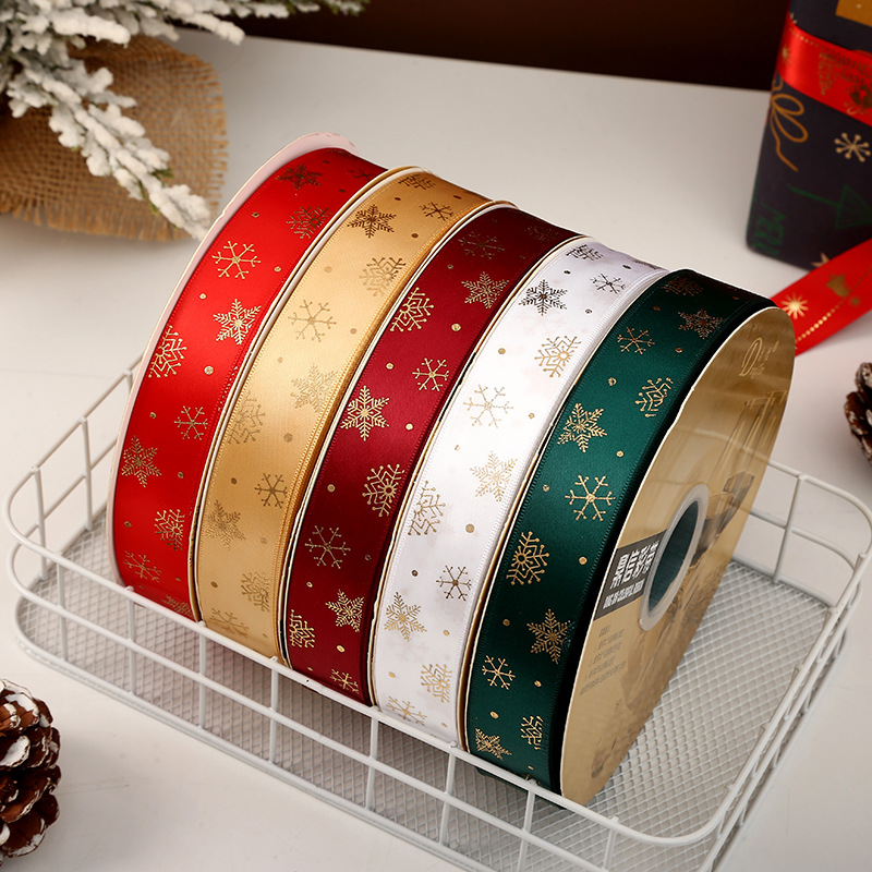 Dingxin Christmas Ribbon Wholesale: 2.5CM Christmas gifts, gold-embossed printed packaging ribbons, Christmas tree ribbons pic 63