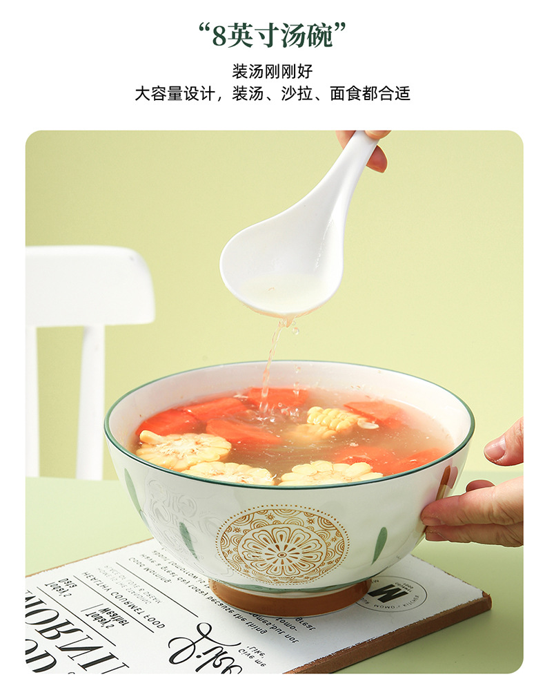 Bowl and plate set: Home creative ceramic, Japanese soup bowl, Nordic simple rice bowl and plate, single-person dining tableware, ins style pic 17