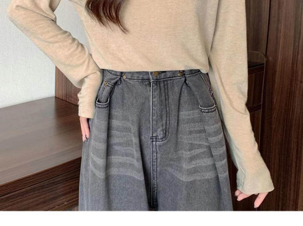 打底衫女宽松显瘦面膜T恤内搭秋冬新款软糯绒色磨毛长袖上衣代发详情18