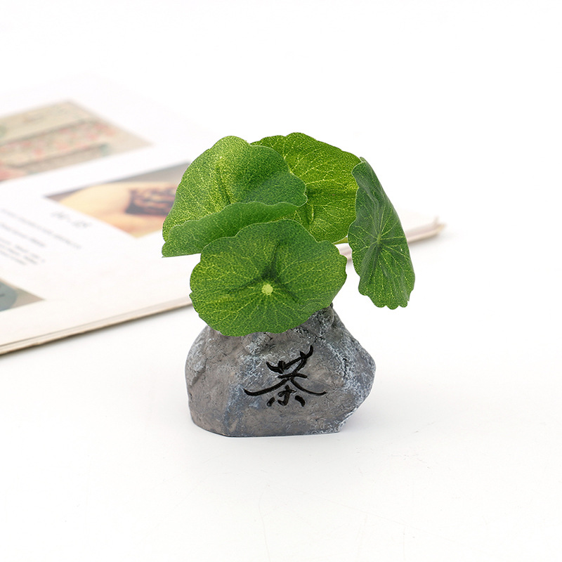 跨境禅意小石头盆栽车载摆件配饰新款中式书房桌面树脂工艺品装饰详情2
