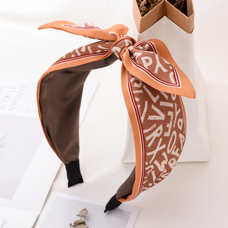 双色拼接印字母中间打结发箍宽边压发发饰欧美网红时尚发卡女详情4