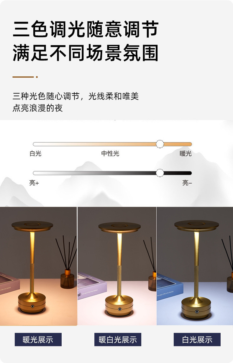 All-aluminum I-shaped retro and simple coffee restaurant table lamps, bar table lamps, bedside ambient lights, outdoor night lights pic 4