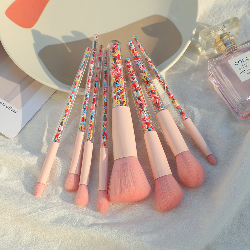 A set of 8 candy-colored makeup brushes, transparent plastic-handled eyeshadow brushes and honey powder brushes with high appearance standards and fashion pic 7