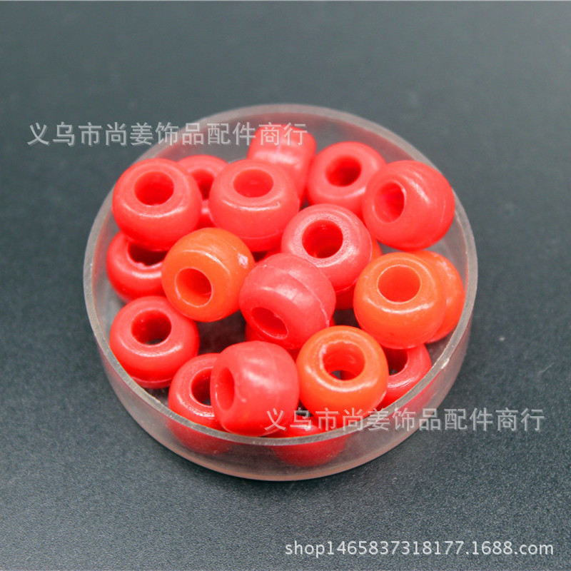 厂家直销6*9mm塑料大孔珠 6*8mm可定制混色混批桶珠 亚克力珠详情6