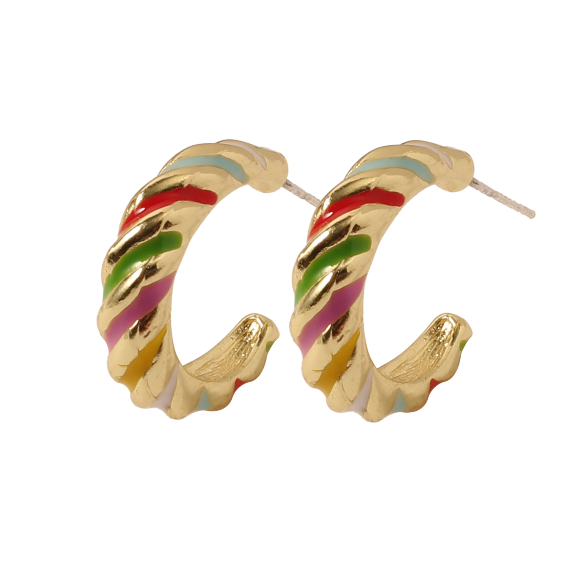 The new retro oil-dripping colored spiral earrings are fashionable, simple, individual, unique, niche and high-end design for women pic 7