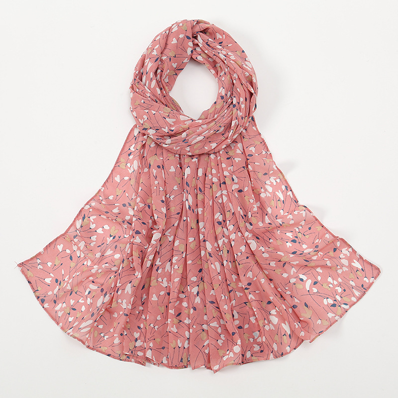 马来西亚新款女士包头长巾小碎花珍珠雪纺防晒披肩穆斯林包头纱巾详情25