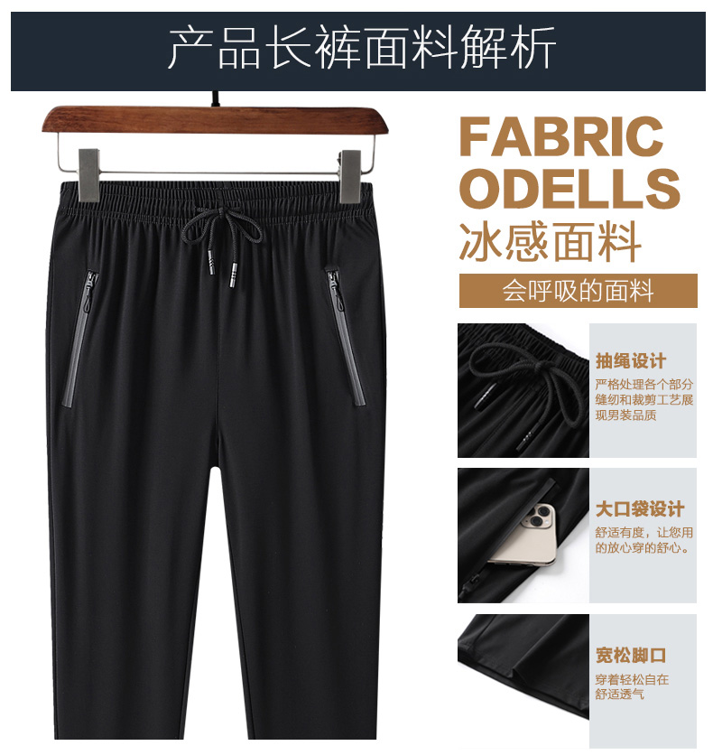 夏季冰丝短袖t恤男速干三件套装中老年薄款中年爸爸休闲运动套装详情5