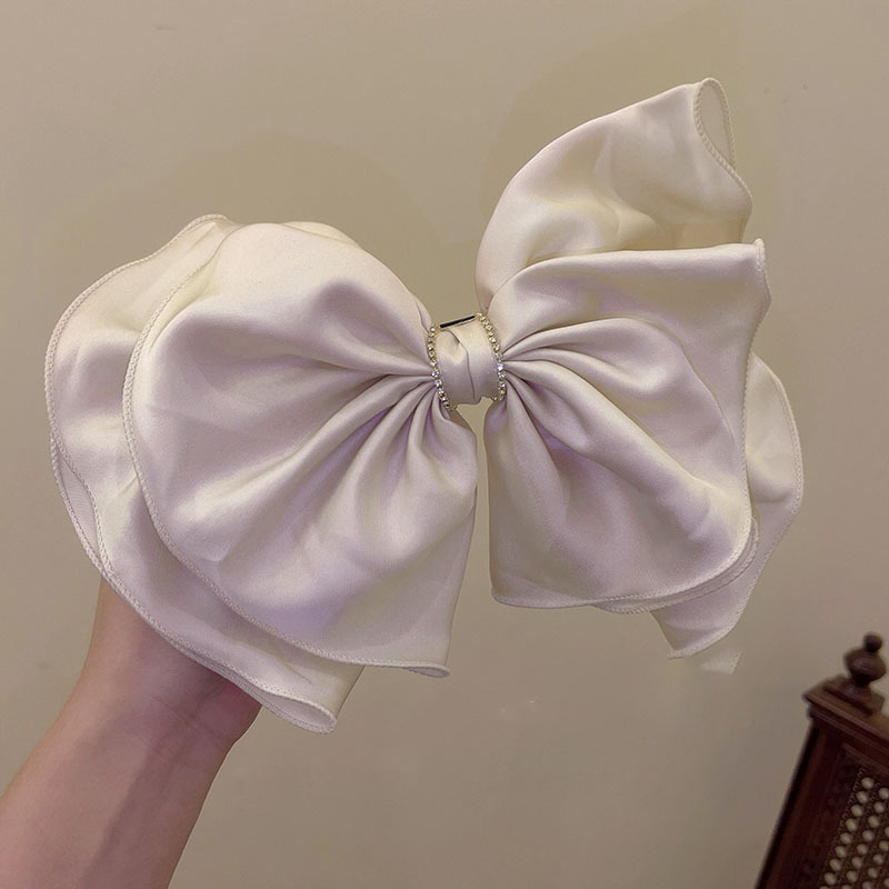 缎面高级感白色大蝴蝶结头饰发夹后脑勺气质发卡女秋冬优雅弹簧夹详情6