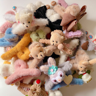 2024年网红洗脸专用束发带敷面膜化妆发箍洗漱毛绒头巾兔耳朵蝴蝶结发饰详情9