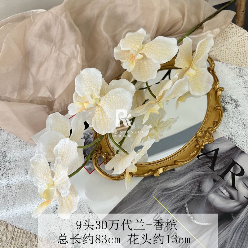 跨境新款仿真花万代兰假花胡姬兰婚礼插花装饰酒店橱窗布置道具详情12