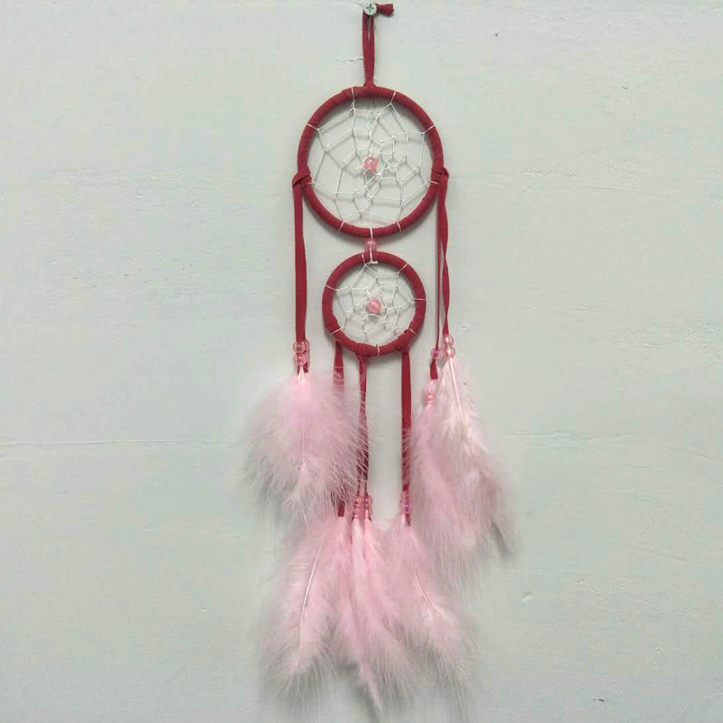 Factory wholesale pink double-disc dreamcatcher nets, home decoration dreamcatcher net pendants, creative wind chimes, dreamcatcher nets pic 7