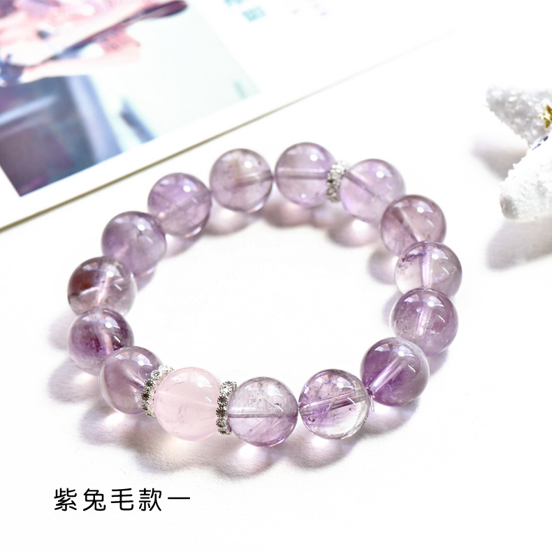 Original natural purple rabbit hair crystal bracelet beads from Meigong Accessories, simple and luxurious purple crystal Korean version live wholesale pic 3
