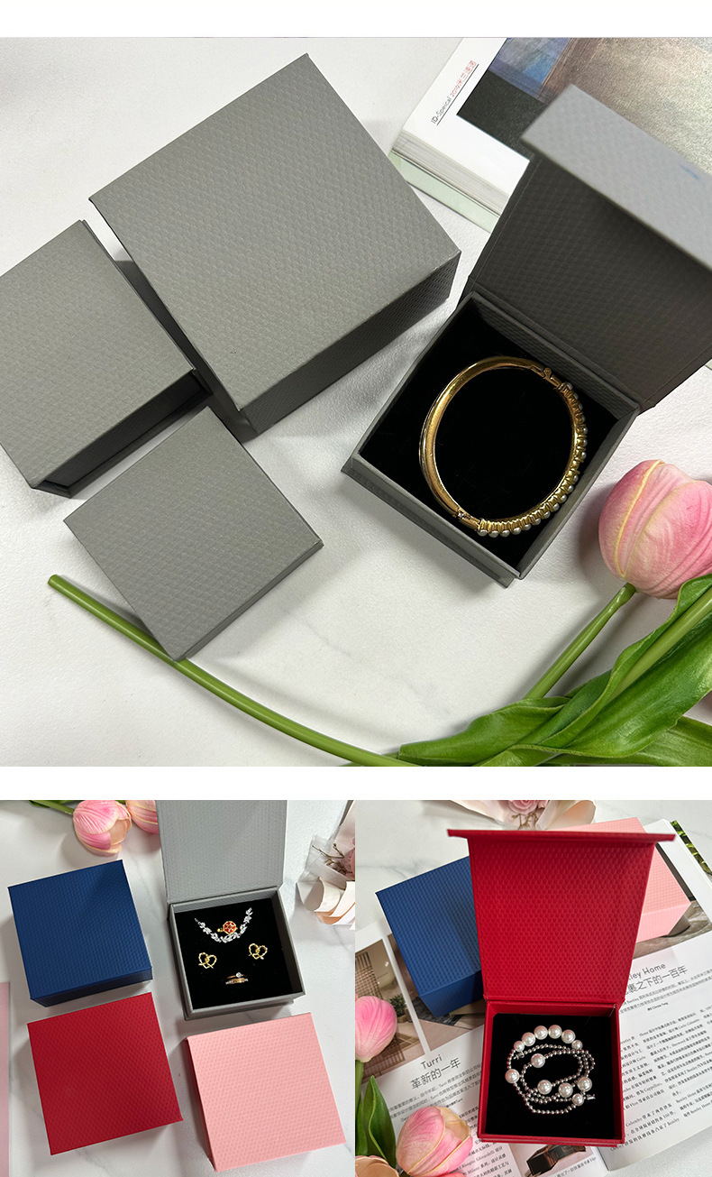Wholesale of high-end magnetic flip cover jewelry packaging boxes, stud jewelry boxes, ring and necklace storage boxes, bracelet and accessory boxes pic 12