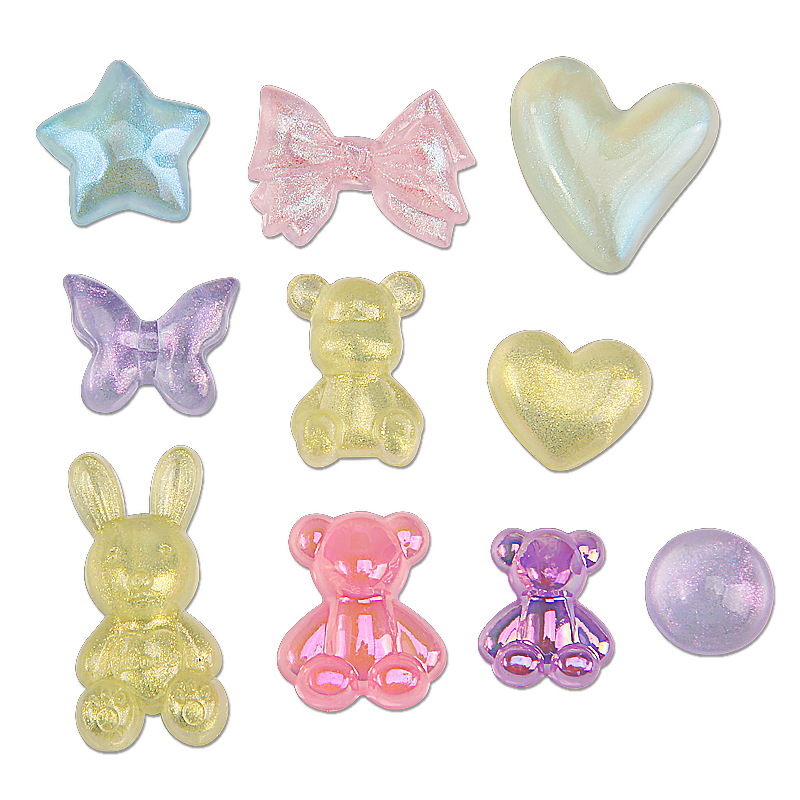 奶油胶 珠光炫彩亚克力小熊 爱心 蝴蝶结手工diy材料发夹发饰配件详情8