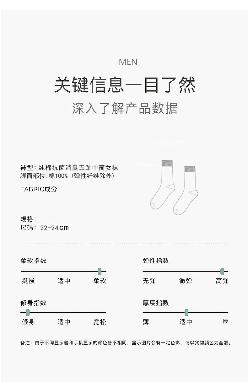 2023四季款女士纯棉五指袜吸汗无骨分趾袜抗菌消臭防摩擦全棉长袜详情12