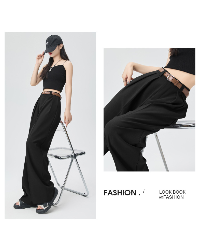 白色西装裤女夏薄宽松小个子直筒坠感休闲裤子高品质窄版阔腿长裤详情28