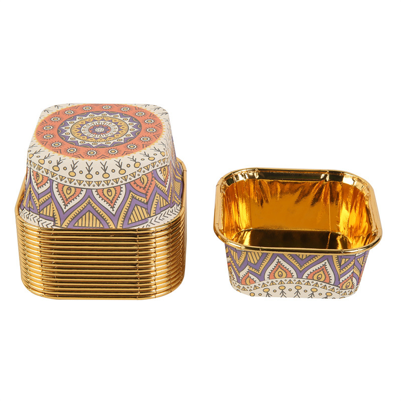 中东款蛋糕纸杯波西米亚风蛋糕纸单面金正方形蛋糕杯详情12