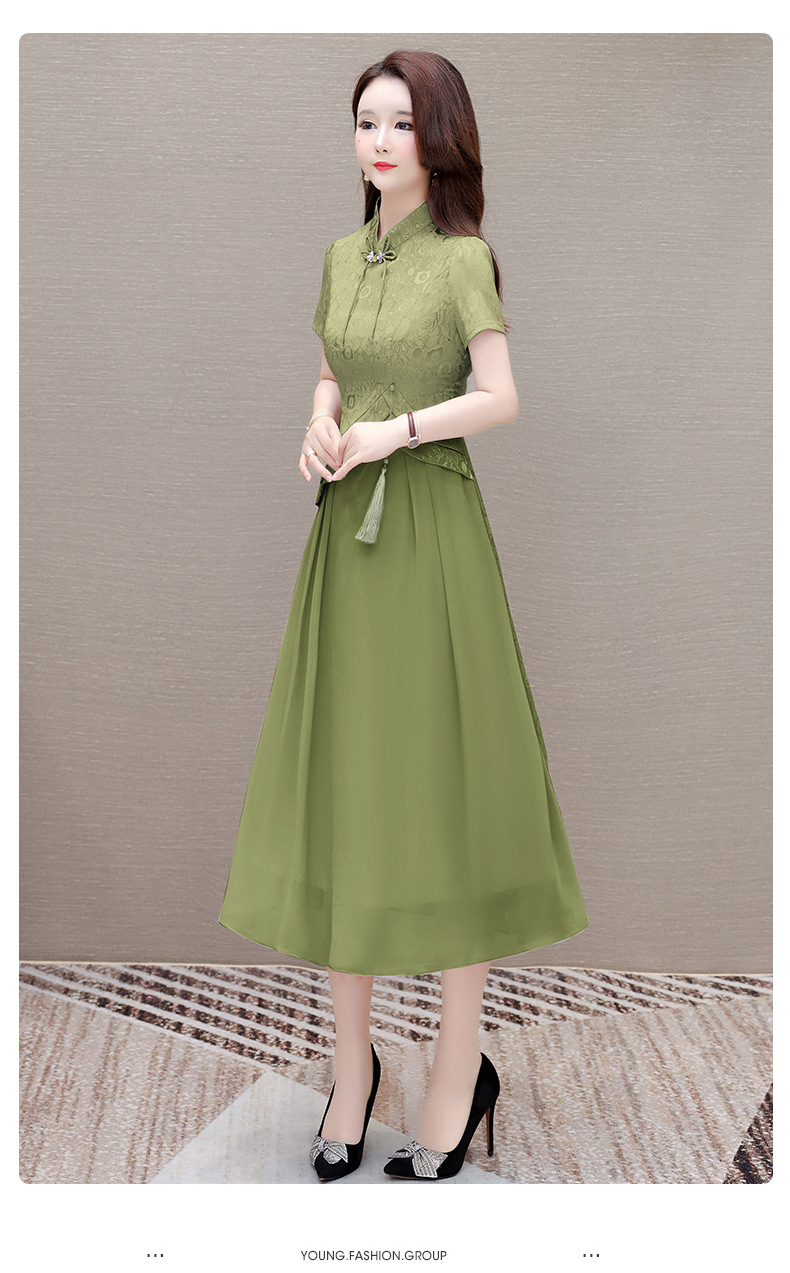 气质时尚印花连衣裙女夏季2024年新款修身洋气女装改良旗袍裙子潮详情24