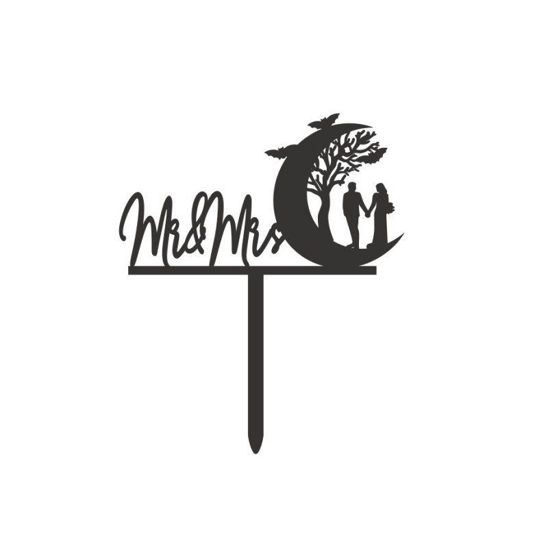 ins风情人节烘焙蛋糕装饰婚庆婚礼求婚MR&MRS亚克力蛋糕插牌详情9