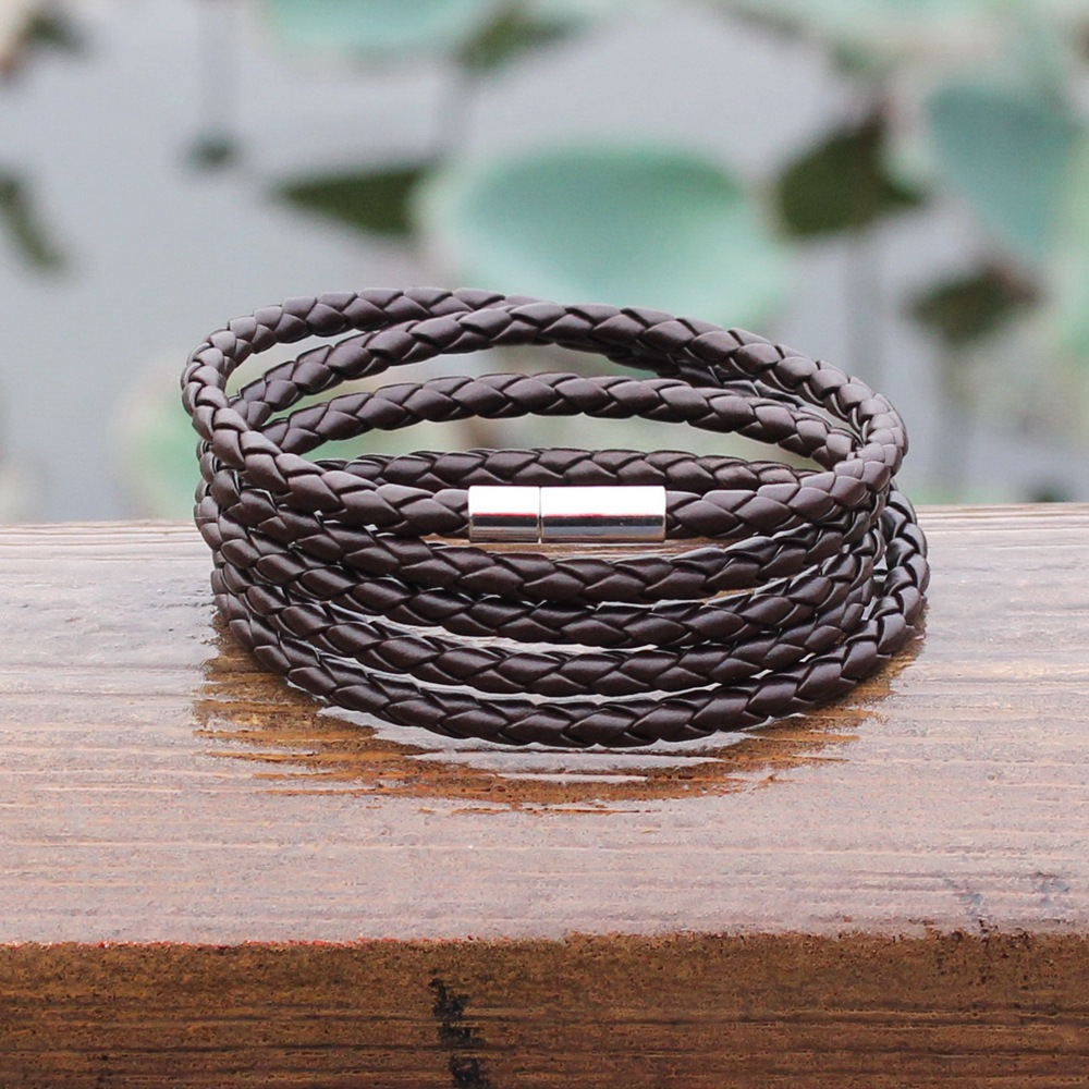 Wholesale of new style bracelets, colorful punk couple bracelets, multi-layer PU leather for men and women, charming leather pic 4