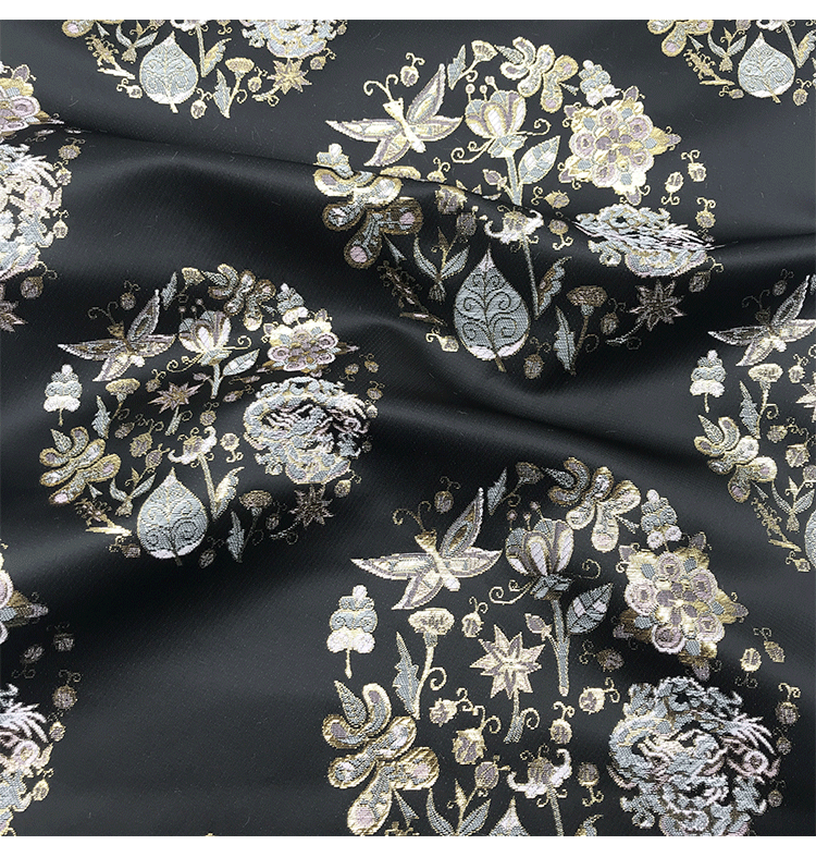 国潮现货色织宋锦中式马甲国风布料八达纹藻井竹叶提花仿宋锦旗袍面料详情4