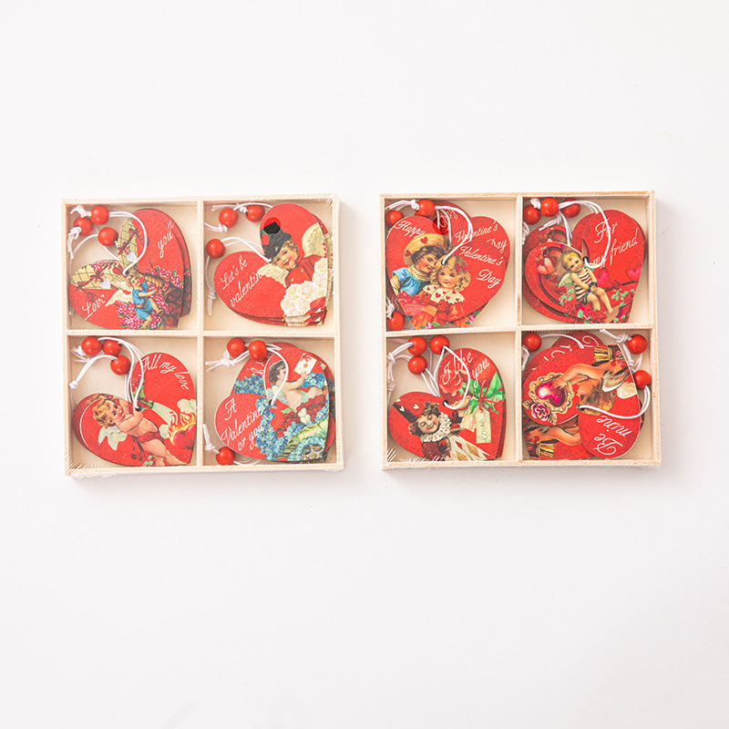 跨境新品情人节木质装饰品挂件 爱心情人节派对场景布置悬挂装饰详情5