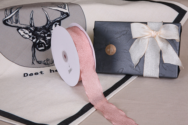 Dingxin fish tail Ribbon wholesale Korean version wave-burned edge yarn ribbon handcrafted hair accessory bow gift box packaging ribbon pic 22