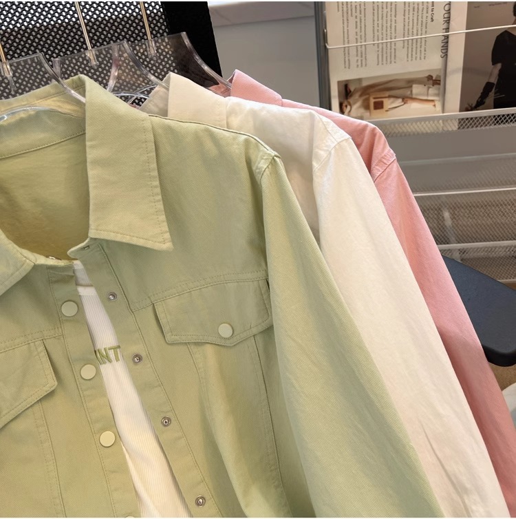 Polo领长袖衬衫女2024春秋新款洋气时尚修身显瘦薄款衬衣外套上衣详情9