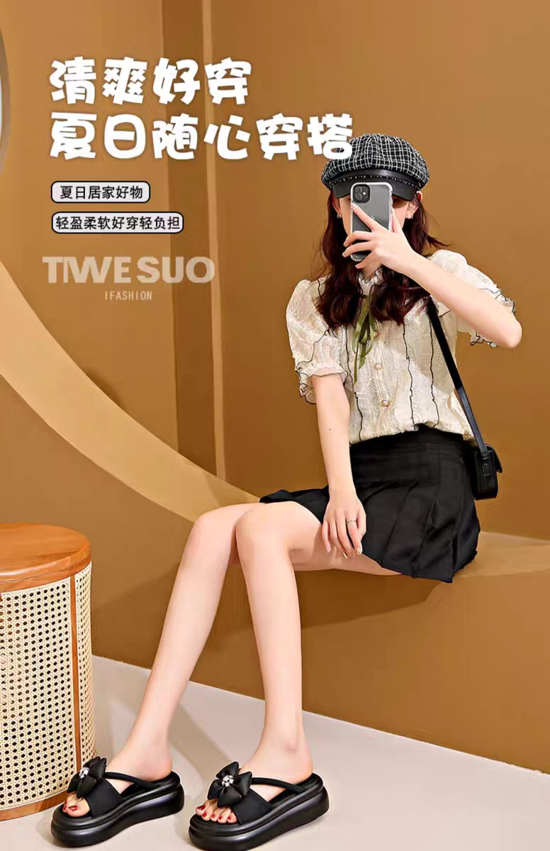 小香风厚底凉拖鞋女夏季外穿2024新款松糕气质增高仙女海边沙滩鞋详情2