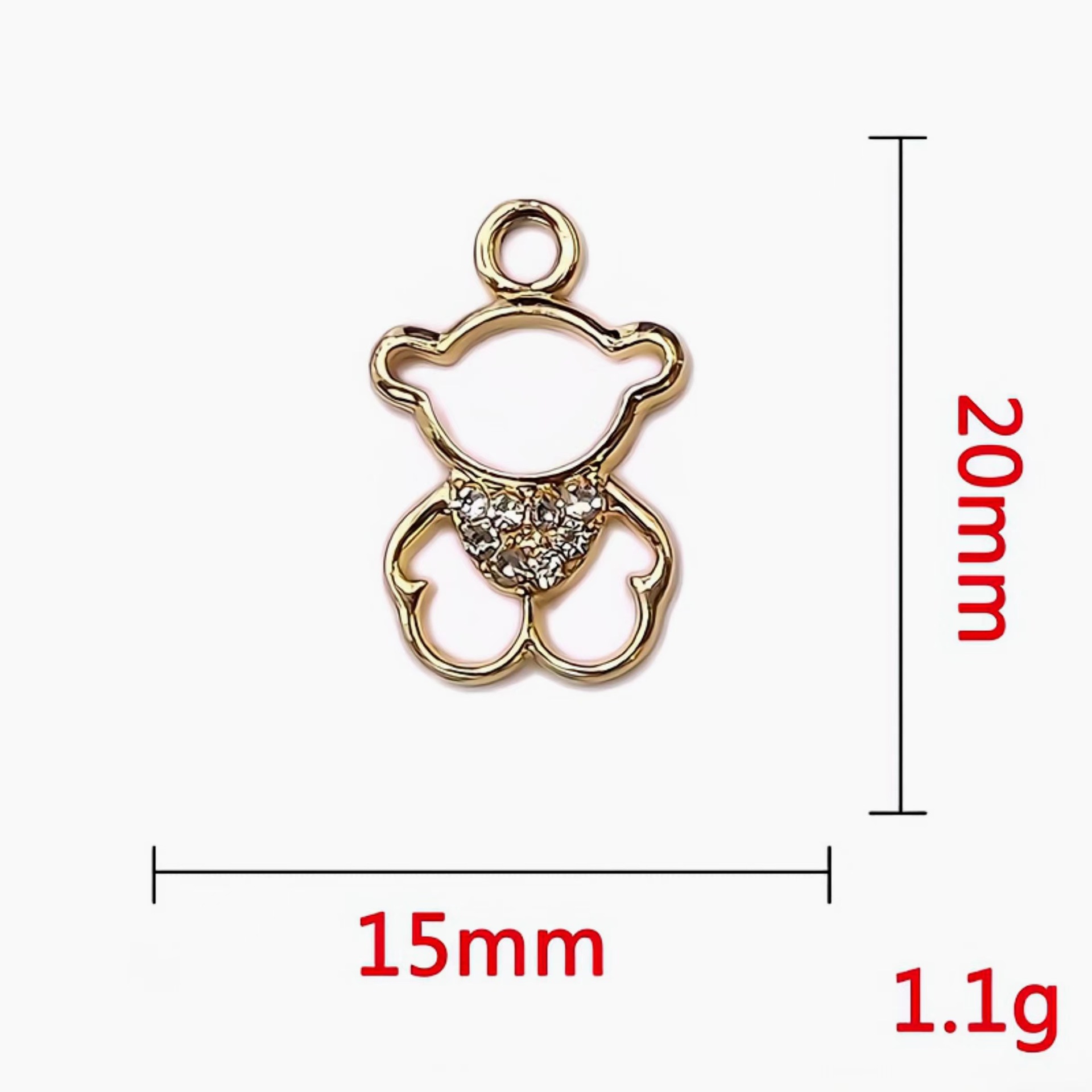 UV 保色diy手工饰品合金材料小熊单款韩版点钻点珍珠挂件批发详情1