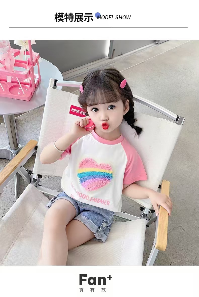 2025夏季女童短袖上衣T恤新款纯棉女宝宝短袖洋气高档童装代发详情18