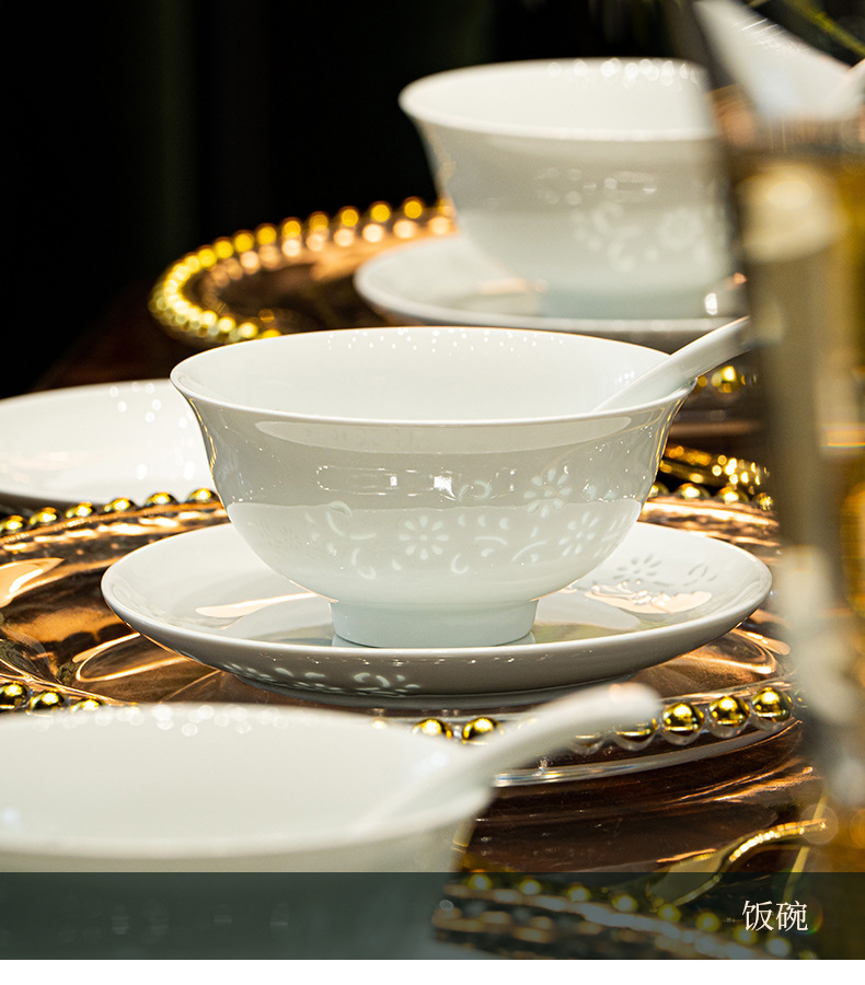 Camel Peak Ceramics Group Jingdezhen Linglong Ceramic Tableware Set, Customized household housewarming gift bowl and plate set pic 21