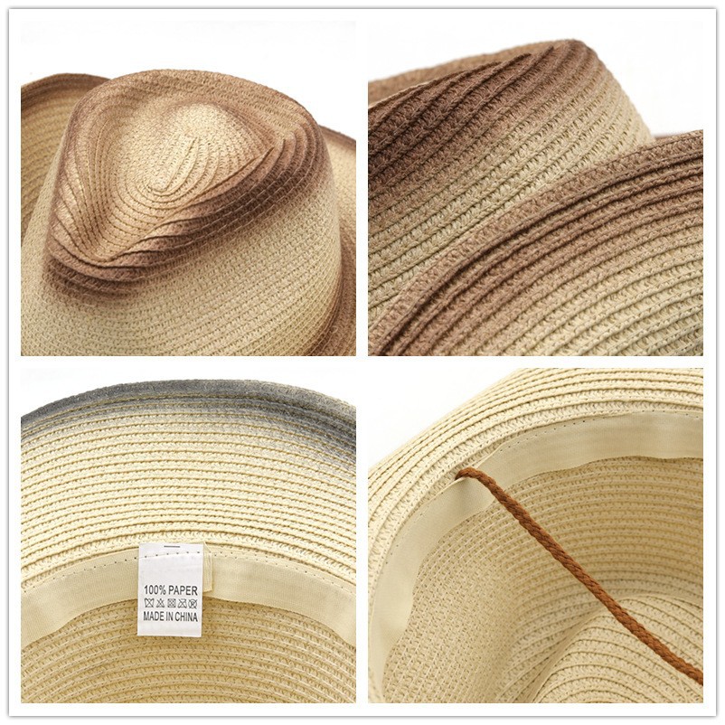 Spring and summer Bohemian-style western cowboy straw hat cross-border trade foldable windproof rope Tibetan top hat pic 17